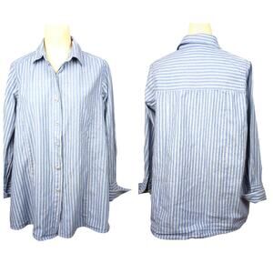 VINTAGE Ticking Striped Maternity Blouse Unique  Buttons & Cuffs. S